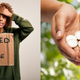 Young African American activist woman asking for change holding banner with message stressed with hand on head, shocked with shame and surprise face, angry and frustrated. ; close up of woman’s cupped hands showing euro coins